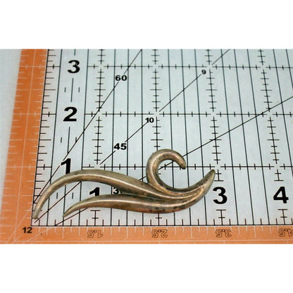 Sterling Silver Abstract Wave Brooch Pin .925 Natural Patina Vintage