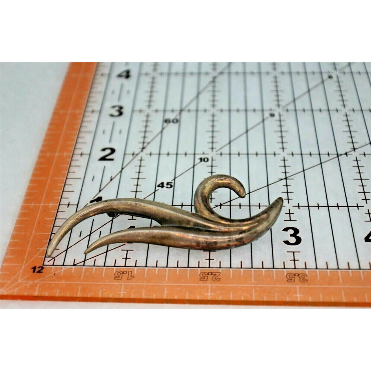 Sterling Silver Abstract Wave Brooch Pin .925 Natural Patina Vintage