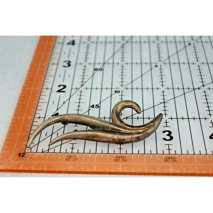 Sterling Silver Abstract Wave Brooch Pin .925 Natural Patina Vintage