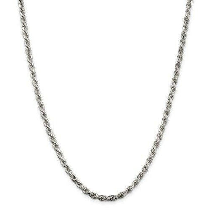 Sterling Silver 3.5mm Diamond cut Rope 22 inch Chain