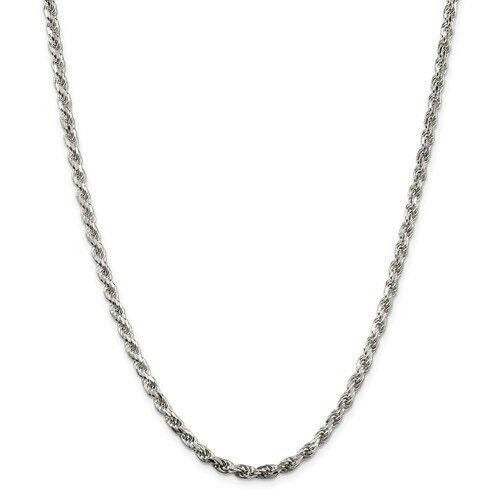 Sterling Silver 3.5mm Diamond cut Rope 22 inch Chain