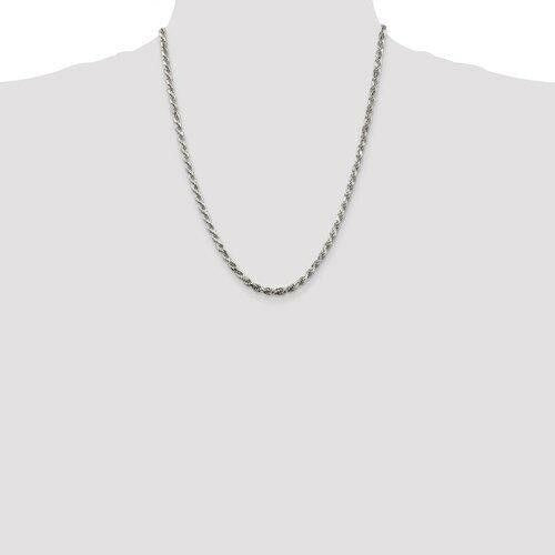Sterling Silver 3.5mm Diamond cut Rope 22 inch Chain