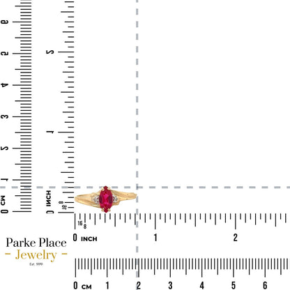 Created Ruby Solitaire & Diamond 10k Yellow Gold Ring 1.3g Size 8.25