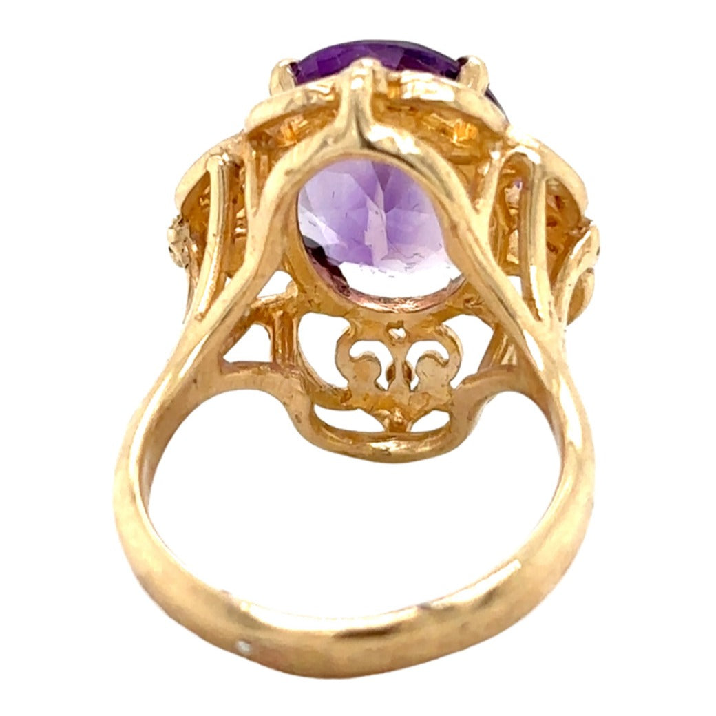 3ct Amethyst Solitaire 10k Yellow Gold Size 5.75 Ring 5.9g
