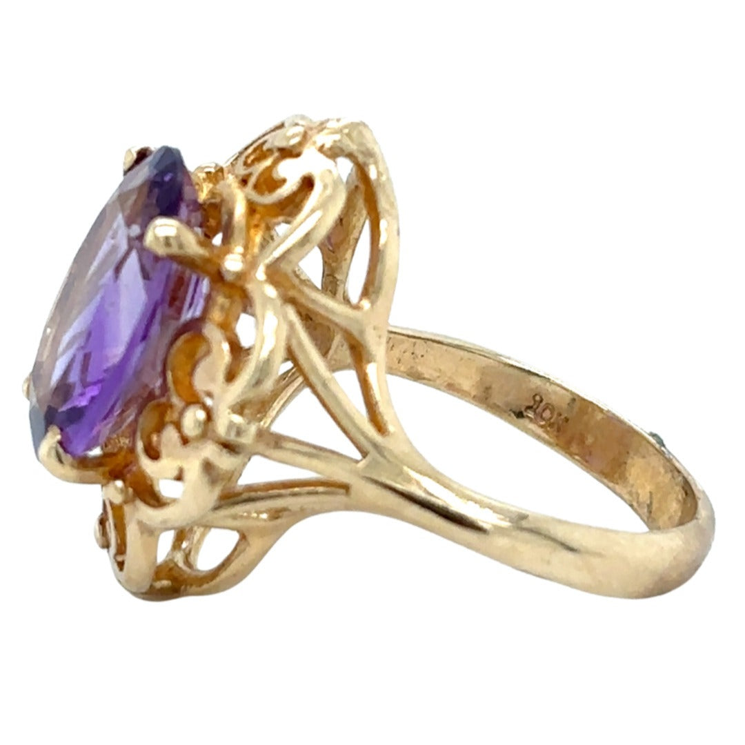 3ct Amethyst Solitaire 10k Yellow Gold Size 5.75 Ring 5.9g
