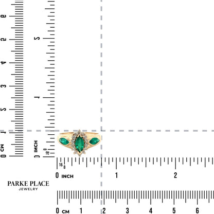 Diamond & Imitation Emerald 14K Yellow Gold Ring 2.9g Size 6.25