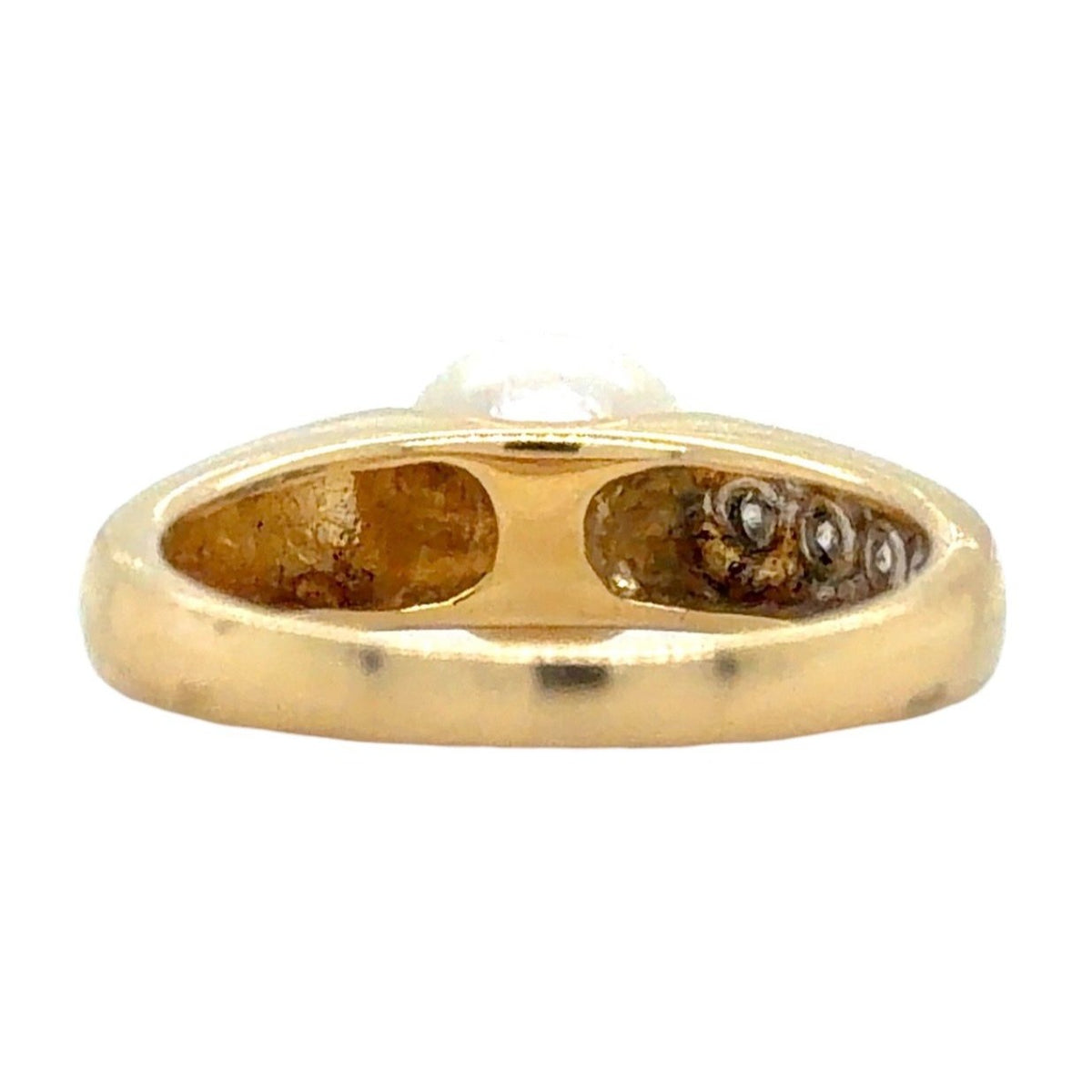Pearl Solitaire & Diamond 14k Yellow Gold Ring 3.7g Size 6