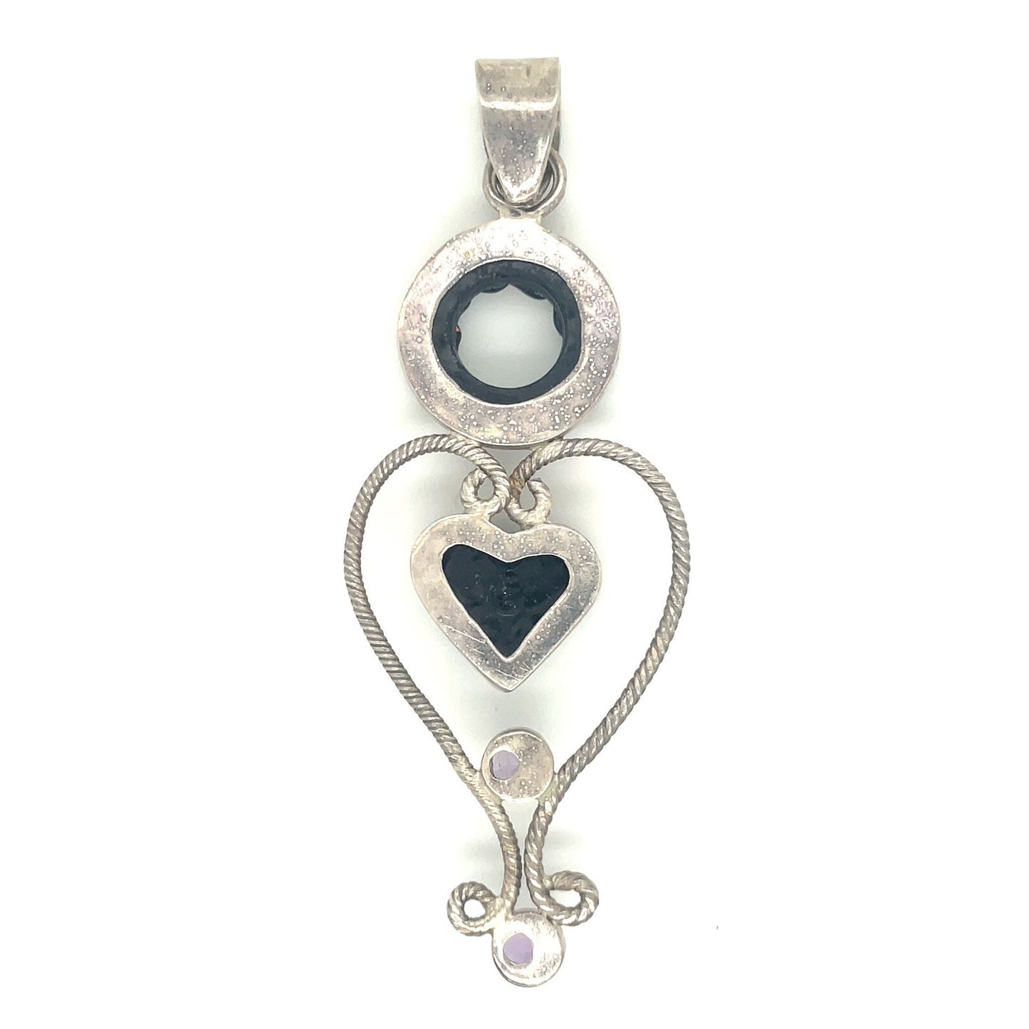 Sterling Silver Rainbow Glass Heart Pendant 15g