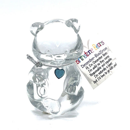3 1/4" Fenton Birthstone Glass Bears December- Blue Zircon - 5151 X2