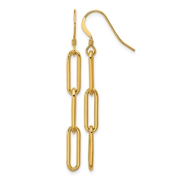 14/20 Gold-Filled Paperclip Link Dangle Earrings With Shepherd Hooks