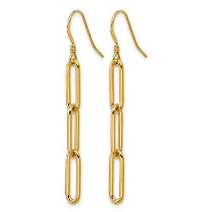 14/20 Gold-Filled Paperclip Link Dangle Earrings With Shepherd Hooks