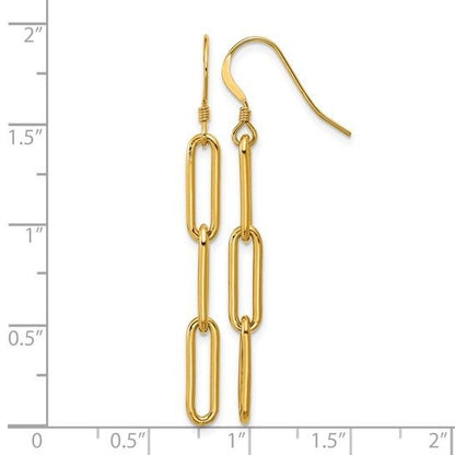 14/20 Gold-Filled Paperclip Link Dangle Earrings With Shepherd Hooks