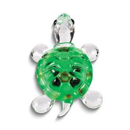 Glass Baron Green Turtle Handcrafted Glass Figurine