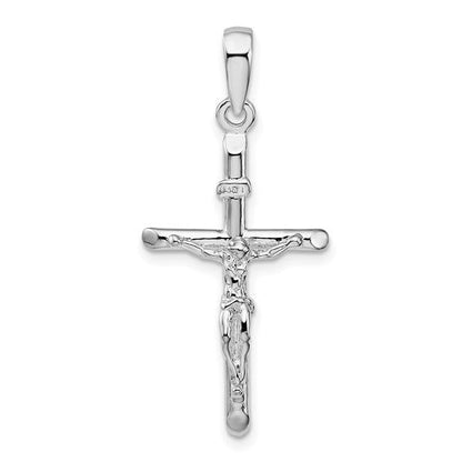 Sterling Silver Rhodium-Plated Polished Crucifix Cross Pendant