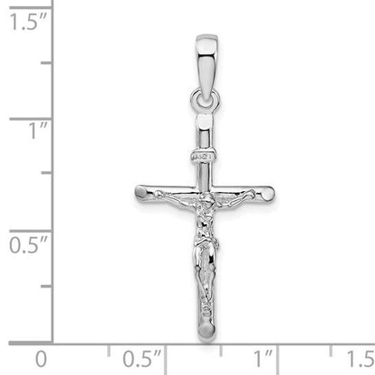 Sterling Silver Rhodium-Plated Polished Crucifix Cross Pendant