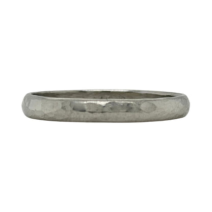 2.8mm 14k White Gold Hammered Finish Wedding Band Ring 2.2g Size 8.75