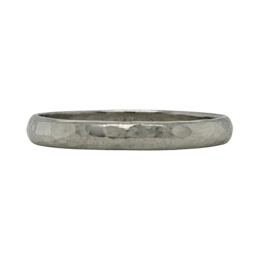 2.8mm 14k White Gold Hammered Finish Wedding Band Ring 2.2g Size 8.75