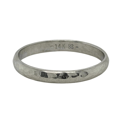 2.8mm 14k White Gold Hammered Finish Wedding Band Ring 2.2g Size 8.75