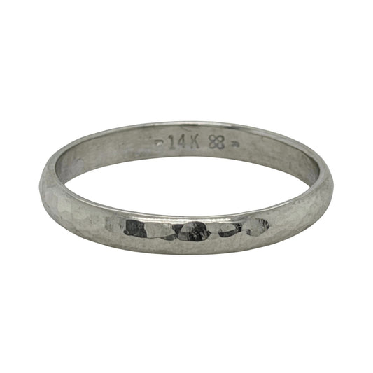 2.8mm 14k White Gold Hammered Finish Wedding Band Ring 2.2g Size 8.75