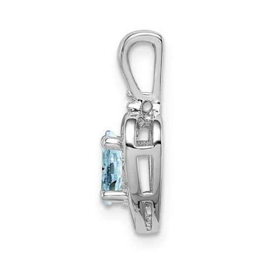 Sterling Silver Heart Pendant Aquamarine Dia
