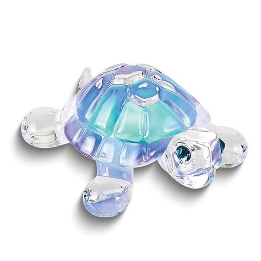 Glass Baron Blue Turtle Handcrafted Glass Figurine