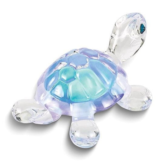 Glass Baron Blue Turtle Handcrafted Glass Figurine