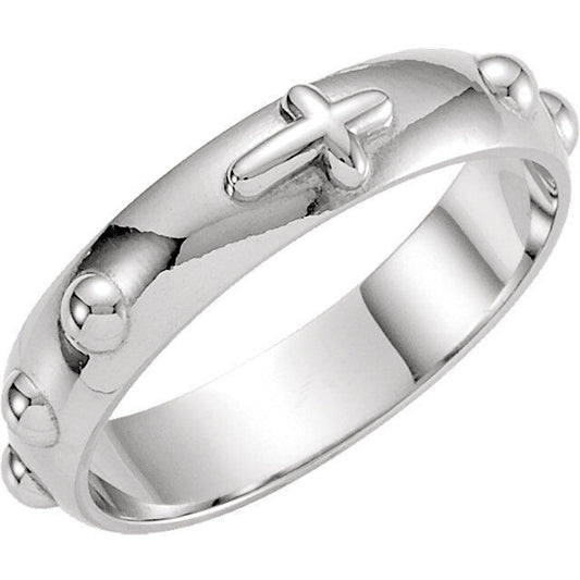 5mm Sterling Silver Rosary Ring .925  Size 10