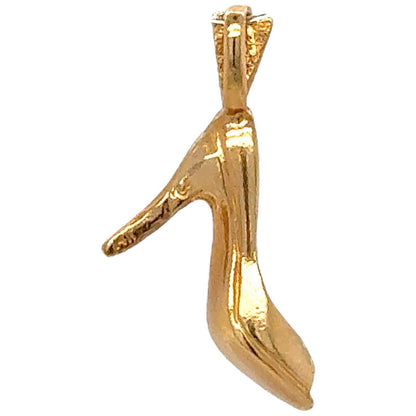 14K Yellow Gold High Heel Shoe Pendant Charm 1.6g
