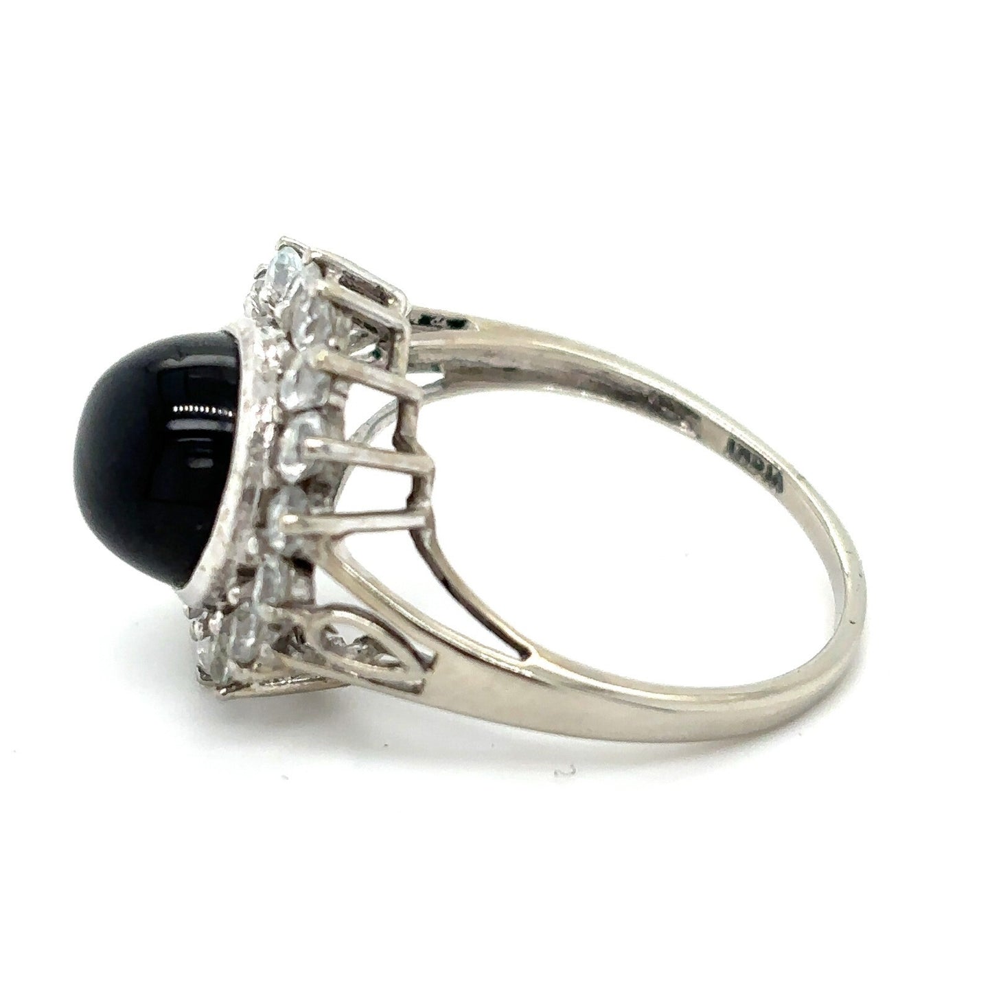 Black Diopside & White Topaz 10k White Gold Ring 4.0g Size 8