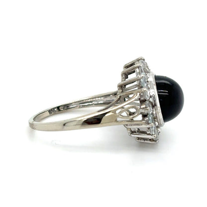 Black Diopside & White Topaz 10k White Gold Ring 4.0g Size 8