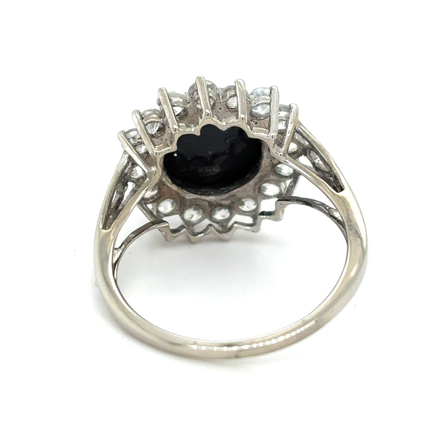 Black Diopside & White Topaz 10k White Gold Ring 4.0g Size 8