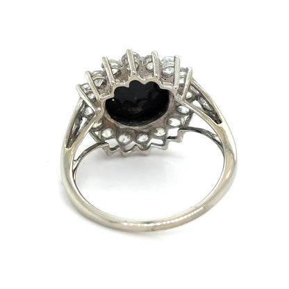 Black Diopside & White Topaz 10k White Gold Ring 4.0g Size 8