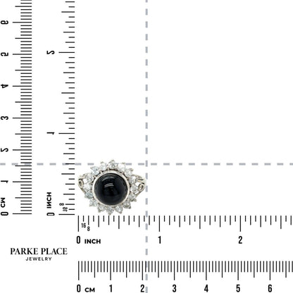 Black Diopside & White Topaz 10k White Gold Ring 4.0g Size 8