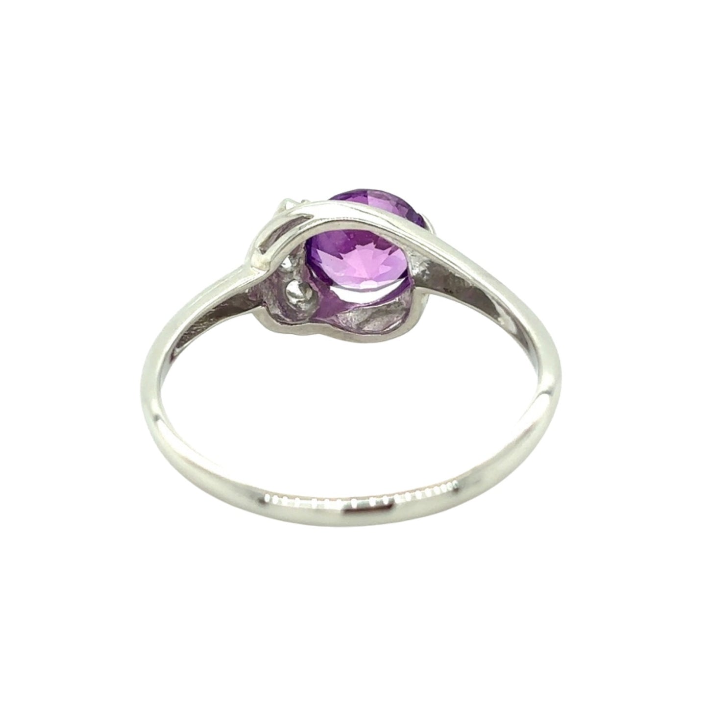 10k White Gold Pink Topaz & Cubic Zirconia Size 6.75 Ring 1.6g