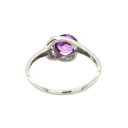 10k White Gold Pink Topaz & Cubic Zirconia Size 6.75 Ring 1.6g