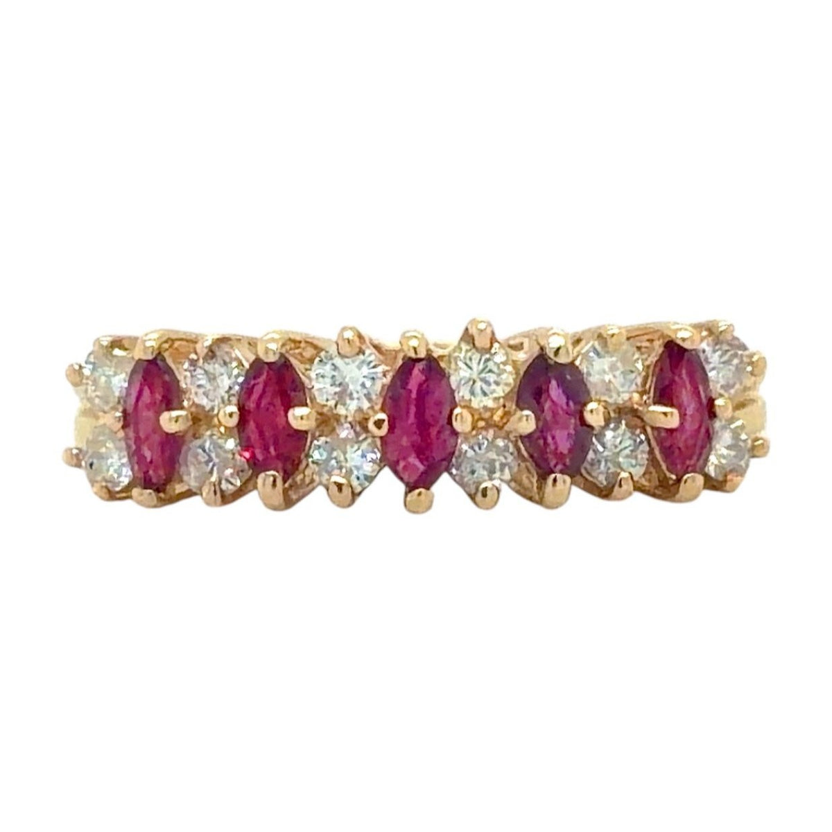 3/4ct Ruby & Diamond 14K Yellow Gold Ring 3.2g Size 6.75