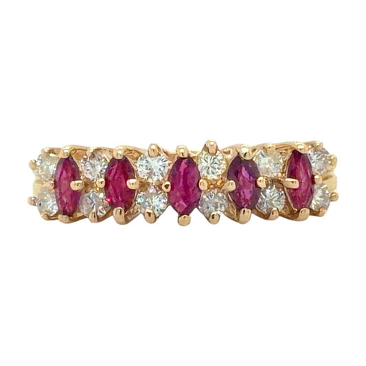 3/4ct Ruby & Diamond 14K Yellow Gold Ring 3.2g Size 6.75