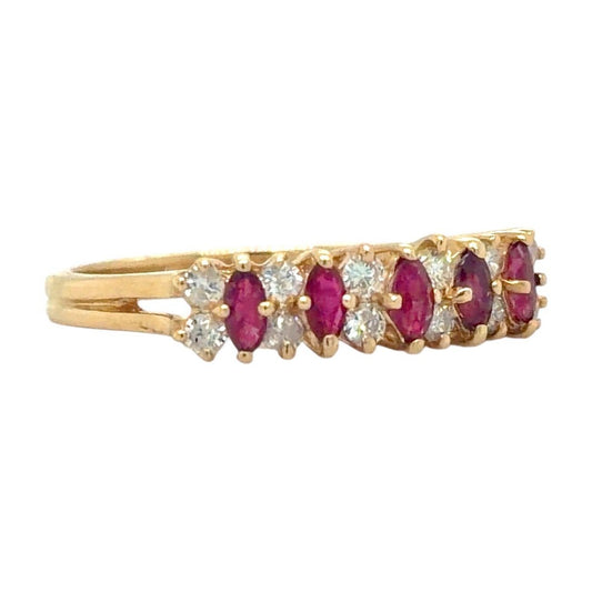 3/4ct Ruby & Diamond 14K Yellow Gold Ring 3.2g Size 6.75
