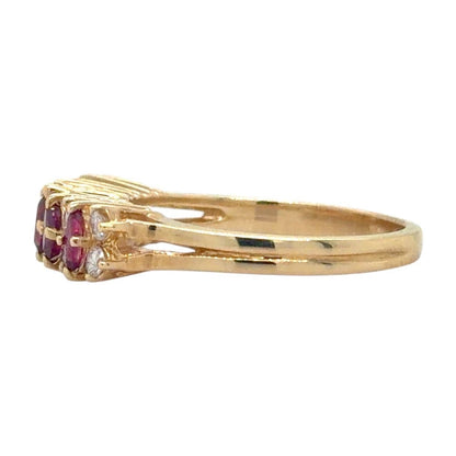 3/4ct Ruby & Diamond 14K Yellow Gold Ring 3.2g Size 6.75