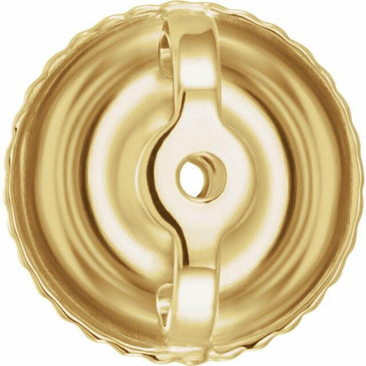 14K Yellow Gold Threaded Earring Back 6.3 mm Pad