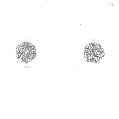 1/4ctw Round Flower Cluster Diamond Earrings 14k White Gold
