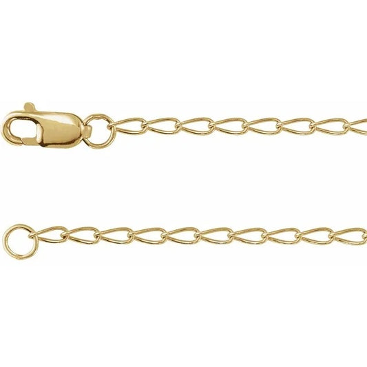 14K Yellow Gold-Filled 1.6 Mm Elongated Curb Chain 18" With Lobster Clasp