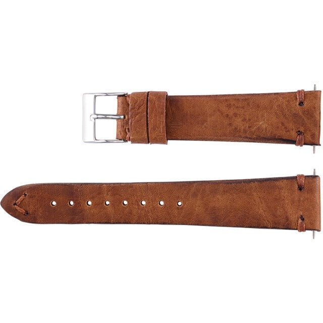 Men's 18mm Tan Handmade Italian Vintage-Style Leather Watch Strap Band