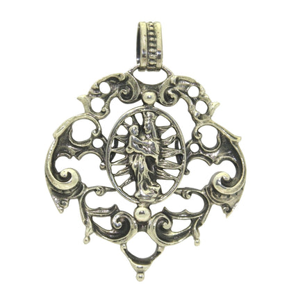 Reversible Pendant .925 Sterling Silver Sun & Madonna Design 12.8g