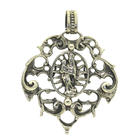 Reversible Pendant .925 Sterling Silver Sun & Madonna Design 12.8g
