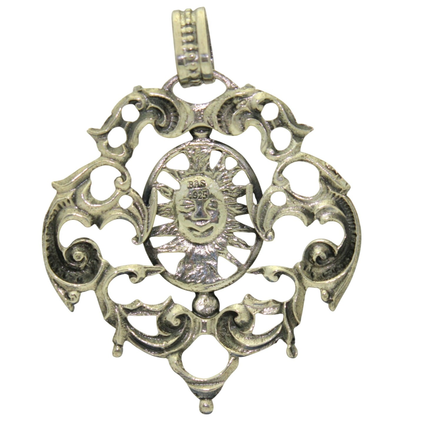Reversible Pendant .925 Sterling Silver Sun & Madonna Design 12.8g