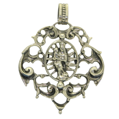 Reversible Pendant .925 Sterling Silver Sun & Madonna Design 12.8g