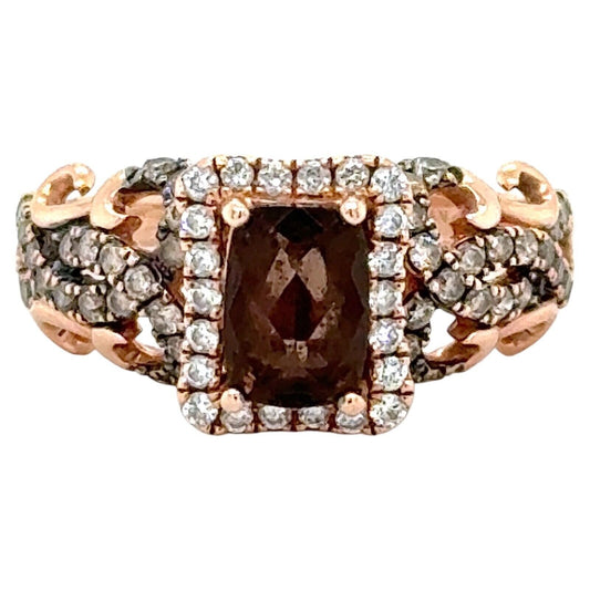Le Vian Chocolate Quartz and 5/8ctw Diamond 14k Rose Gold Ring 4.5g Size 6.25
