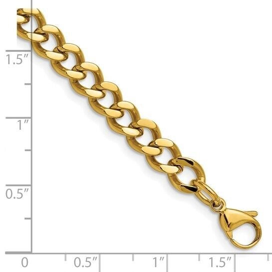 Chisel Stainless Steel Yellow IP-plated 7.5mm 8 inch Curb Chain Bracelet