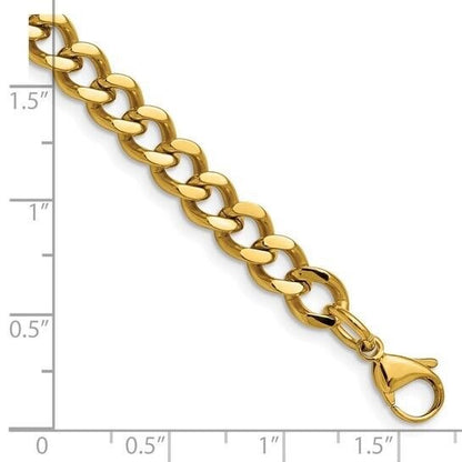 Chisel Stainless Steel Yellow IP-plated 7.5mm 8 inch Curb Chain Bracelet
